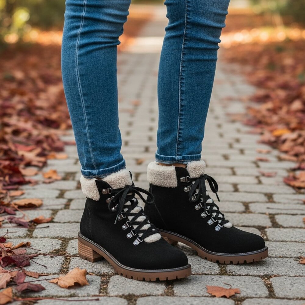 Blondo WATERPROOF Melissa Faux‎ Shearling Cuff Boots 8-1/2M Black #325G